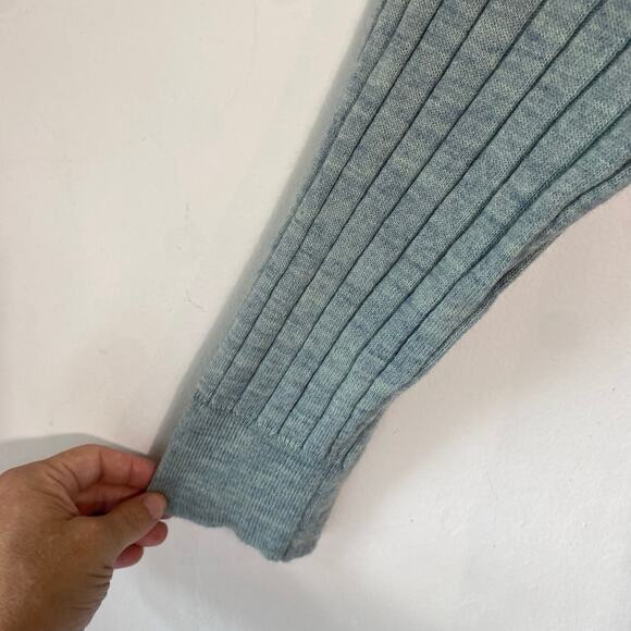 ZARA Ribbed Sweater L-XL Sage Green‎ Slouchy Knit Wool Blend Cozy Luxe Minimal - Picture 5 of 7